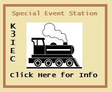 Graphic and text announcing K3IEC Special Event Station with link to information.